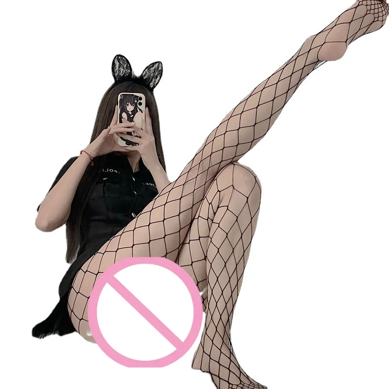 

Seductive Fishnet Pantyhose - Sheer Mesh Lingerie with Multi-Size Grids, Alluring & Easy-Access Design