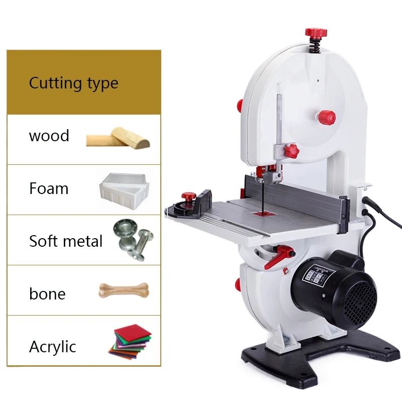 Small Household Band Saw Machine, Micro Metal Curve Cutting Machine, Capable of Cutting Hard Wood Bones, Plastic Metals, and Acr