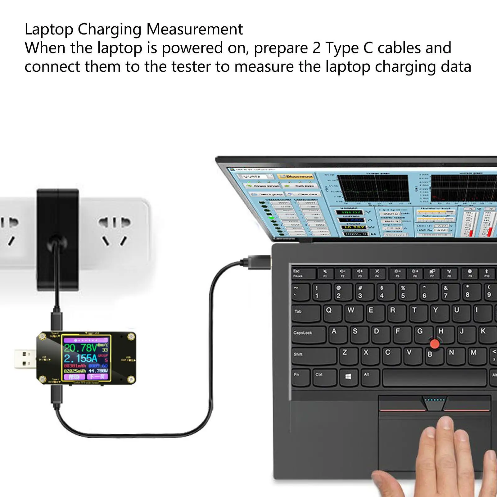 USB Voltage & Current Meter with Color LCD - 5 Ports, 4.5-24V, 0-3A for charger & Phone Testing