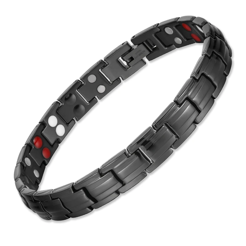 

Double Row 3000ions Sports Titanium Bracelet for Women Black Gun Plated Healthy Germanium Charm Cuff Bracelets Bangles