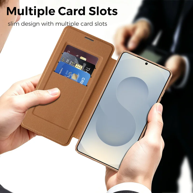Luxury PC Carbon Fiber Texture Flip Leather Wallet Magnetic Phone Case For Samsung Galaxy S26 S25 S24 S23 S22 Ultra Plus Cover - view 4