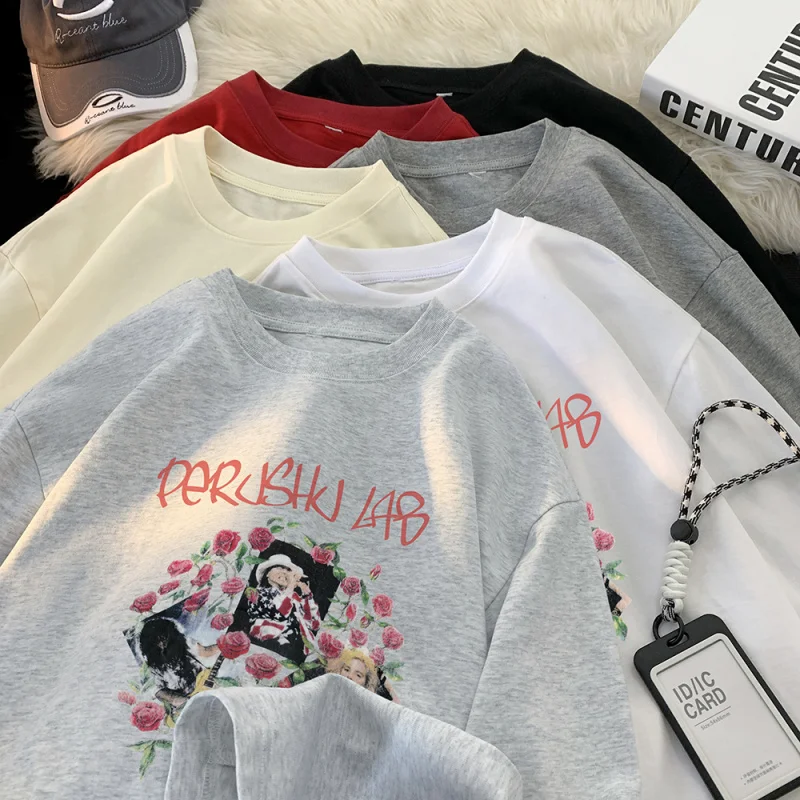 

【Mirrordust】Autumn Pure Cotton Chic Letter Design Long Sleeve hoodies High Street Relaxed Fit Pullover Sweatshirt