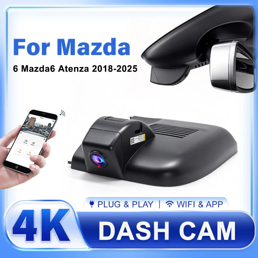Video Recorder Night Visio 4K Plug and Play Car DVR Dash Cam For Mazda 6 Mazda6 Atenza 2018 2019 2020 2021 2022 2023 2024 2025