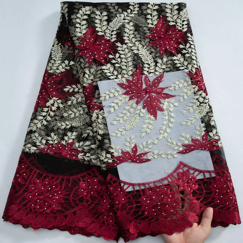 

Latest African Tulle Lace Fabric 2023 High Quality Lace Material Nigerian French Mesh Laces Fabrics With Beads And Stones S3272