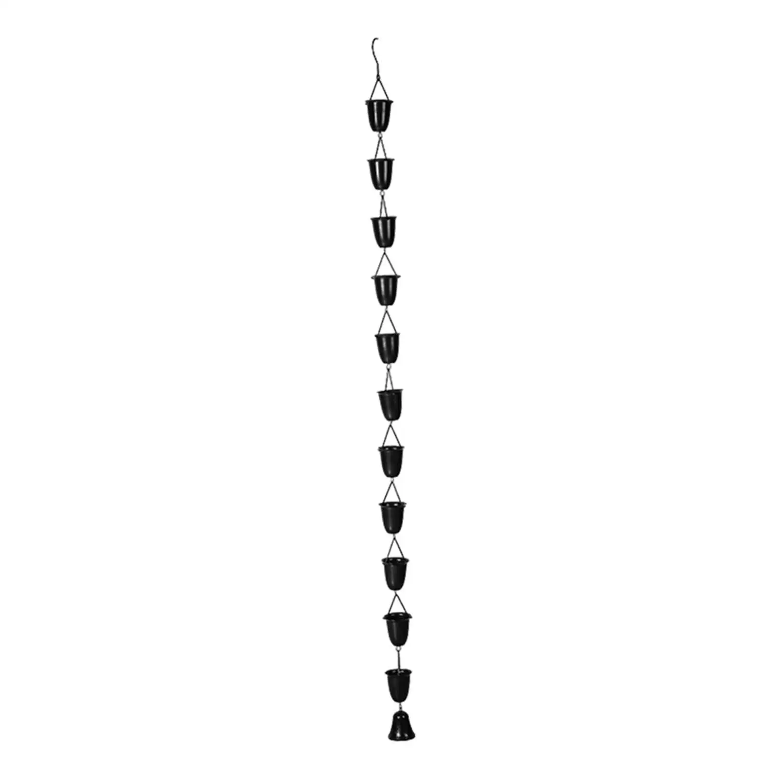 Rain Chain for Gutter Decorative Garden Outside Collector Cups Roofs Yard Deck Gazebos Metal for Divert Water Black Rain Catcher