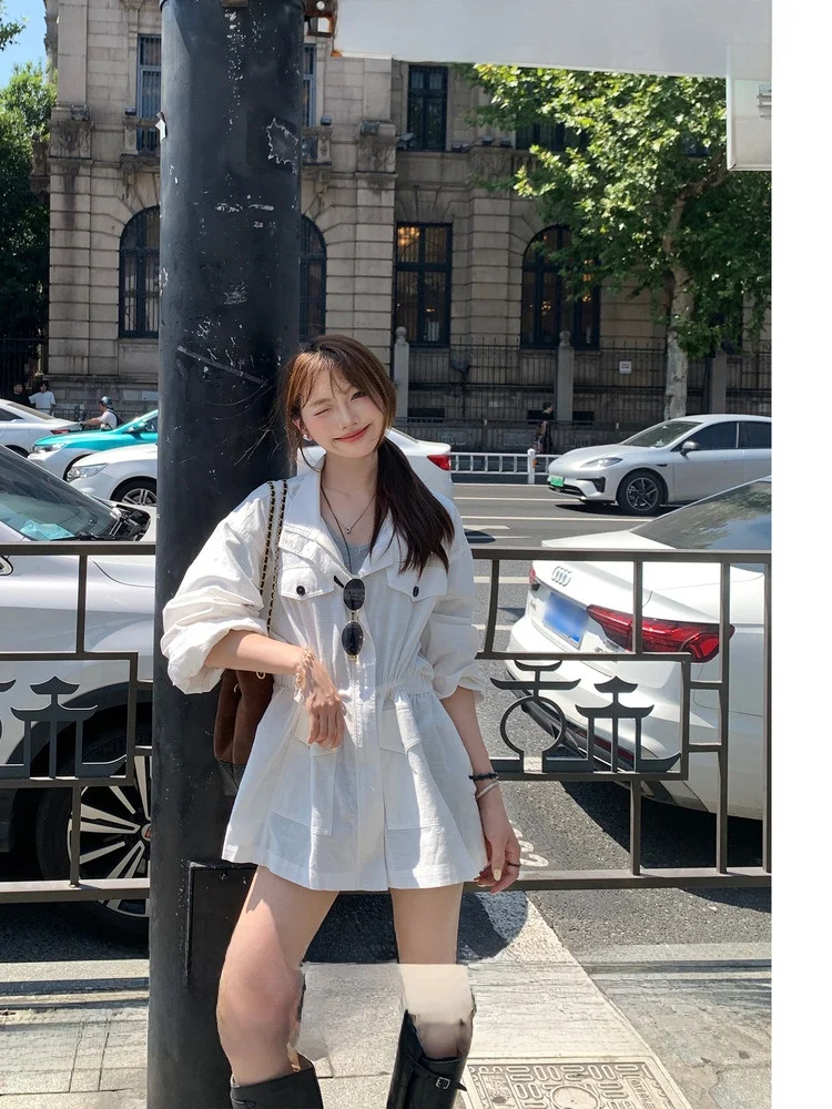 

ort Faionable High-ing Coat Small Size Early Autumn New Sle Korean Loose Fit Cotton Linen Blend Zipper Closure