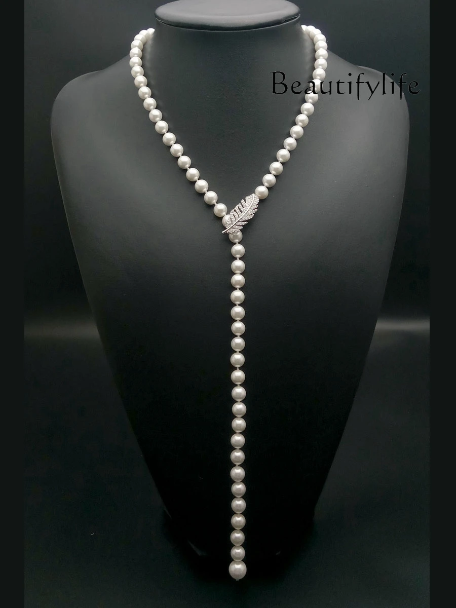 Long pearl necklace women's versatile simple decoration high-end new wool clothes accessories chain