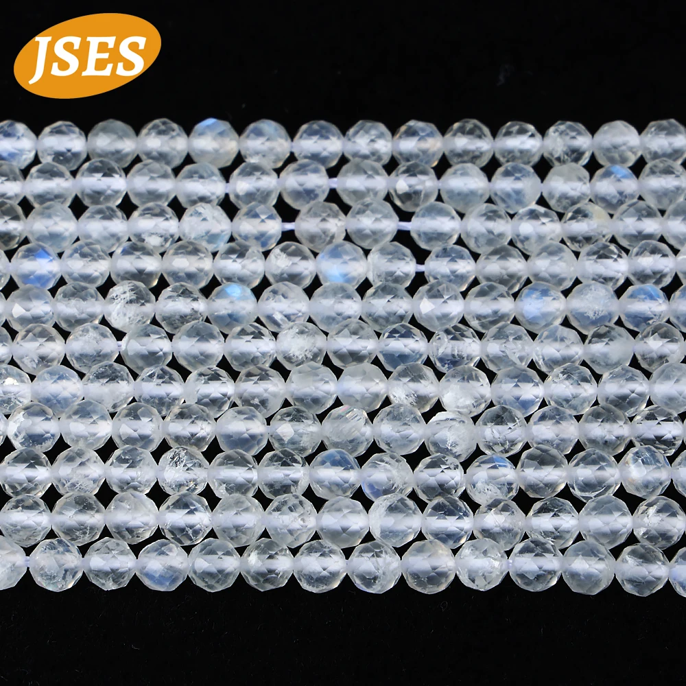 

Natural Moonstone Without Black Spot Faceted Seed Beads for Jewelry Making Bracelets Loose Stone Spacer Beads DIY Festival Gifts