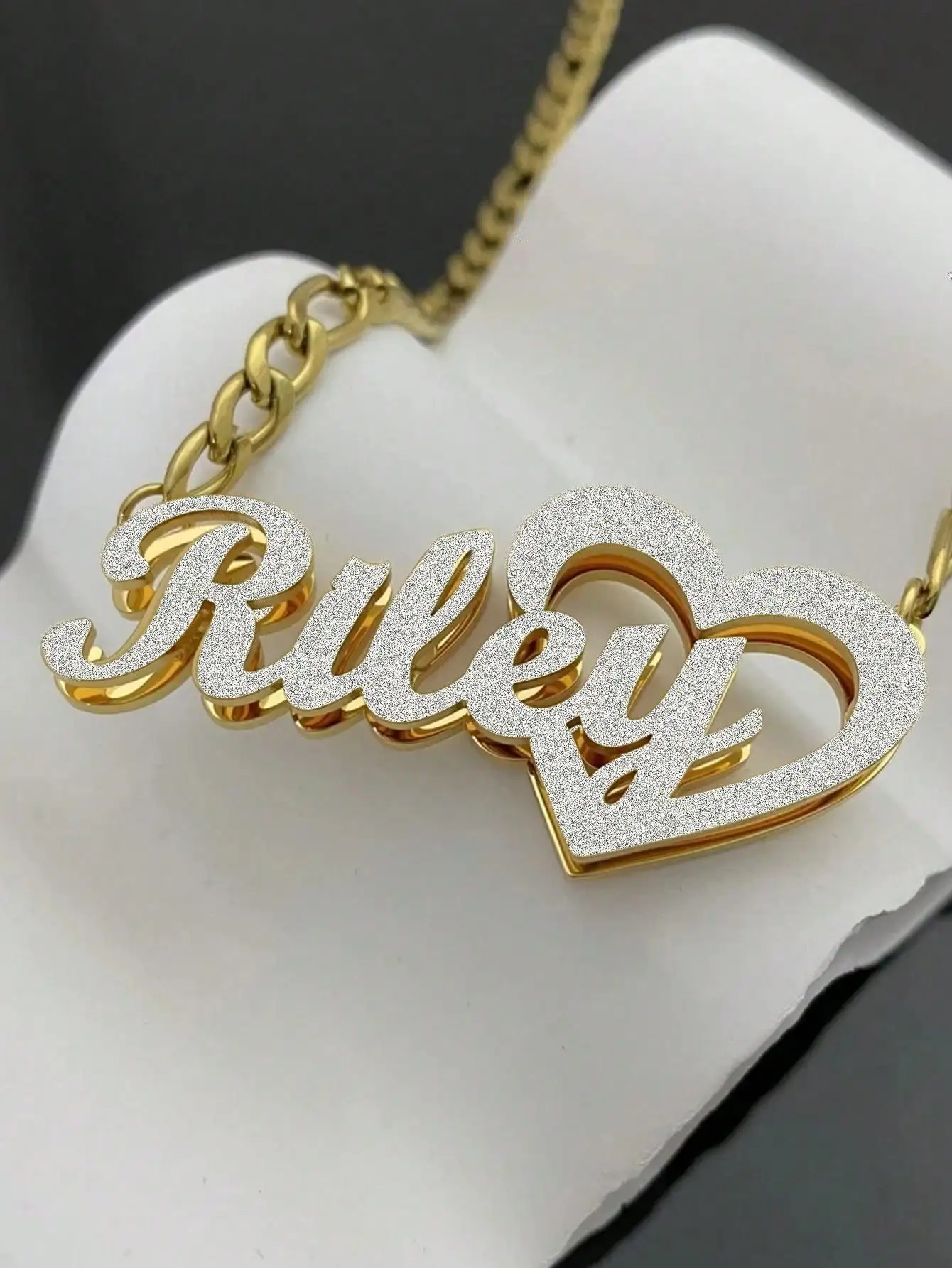 1 piece can be customized stainless steel heart tag necklace, gold or silver, fashion personalized jewelry accessories