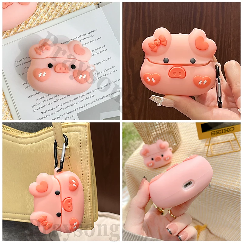 Cute Pig Cover for Samsung Galaxy Buds 3 Pro Case Cartoon Silicone Earphone Decoration for Samsung Buds 3 Funda Protective Cover