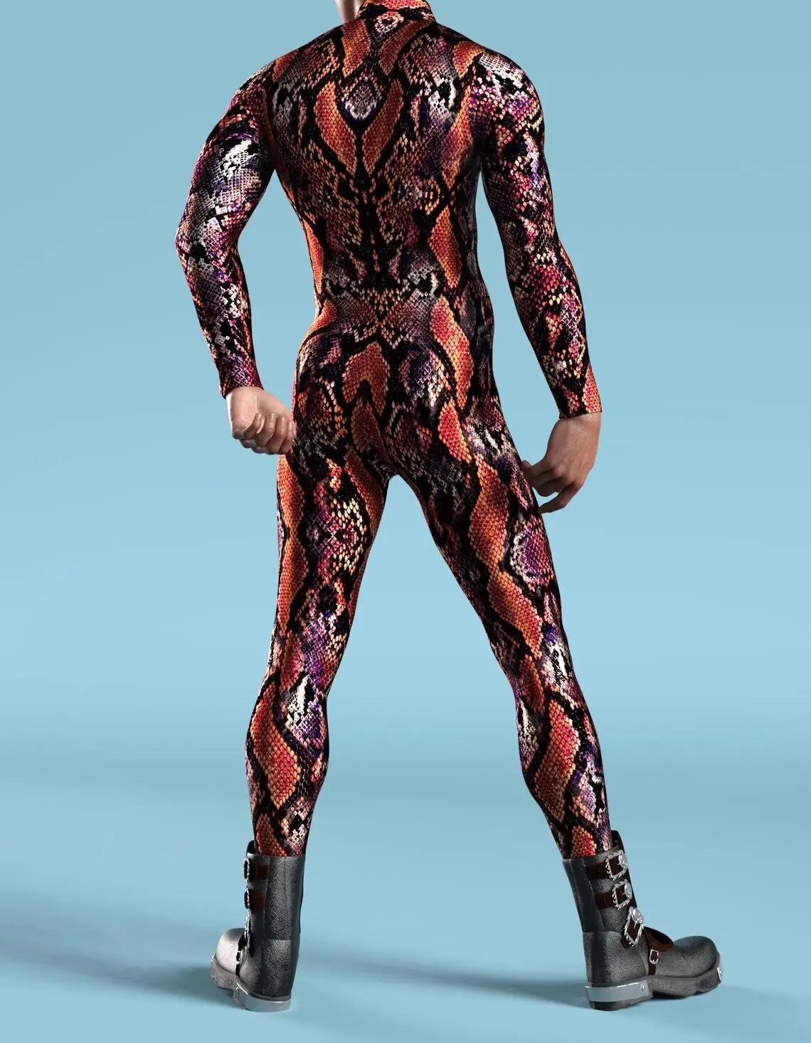 IOOTIANY Mech-Style Halloween-Bodysuit mit Aufdruck für Männer, Schlanker Langarm-Cosplay-Karnevalskostüm, Enger Jumpsuit Zentai 2026 – Detail 13
