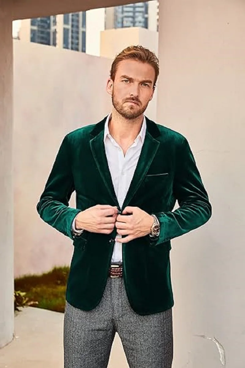 

Blazers for Men Suitable for Dinner Dance Wedding Suit Male Men's Velvet Blazer Double Breasted Solid Color Slim Fit Sport Suit