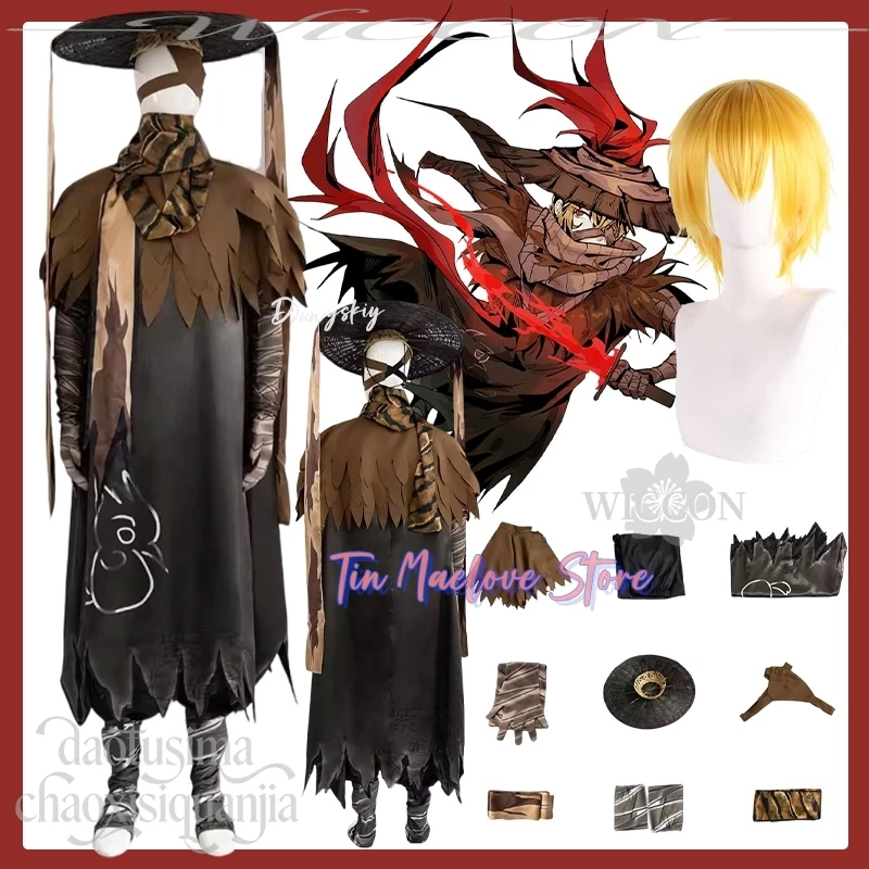 Sinclair Black Monster Cosplay Limbus Company Juego de anime Capa de color caqui Estilo chino largo Vestido Sombrero Pelucas Navidad rsi