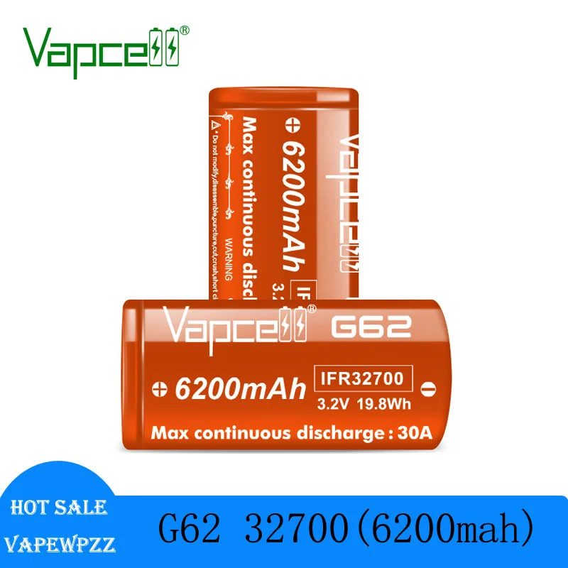 100% Original Vapcell IFR32700 6200mAh Battery 3.2V 30A G62 Batteries  LiFePO4 Batteries Rechargable Battery For Solar Power