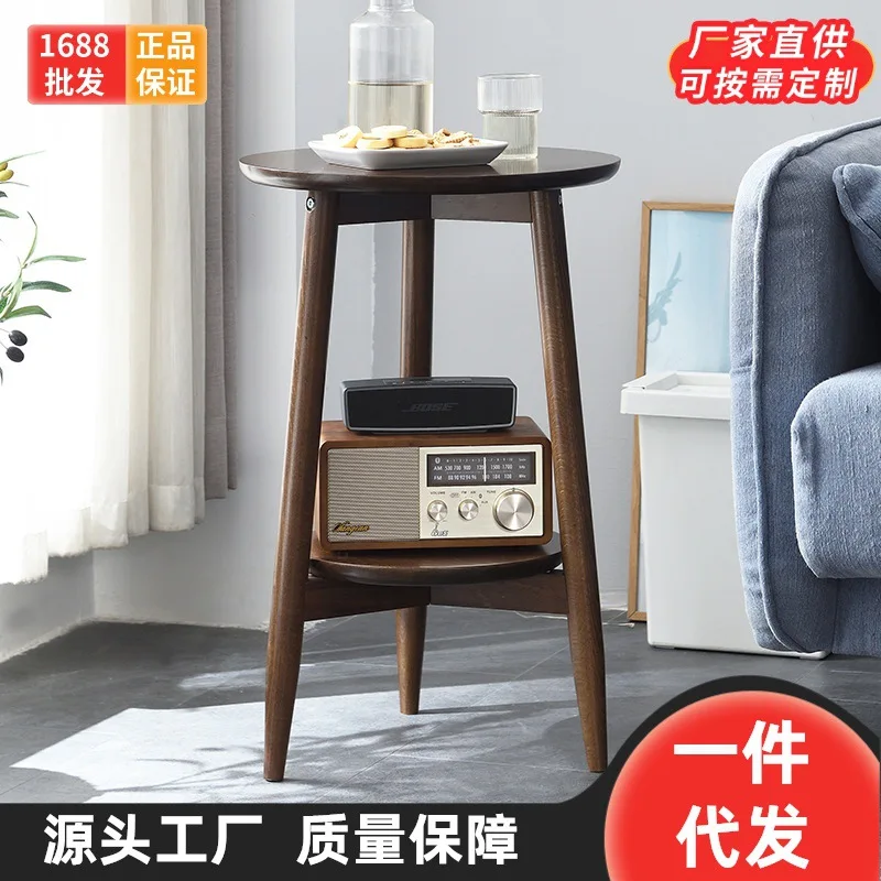 ‌Sofa Side Table -Sturdy Double-Tier End Table with Frosted Metal Frame Space Saving Corner Accent Table for Living Room&Bedroom