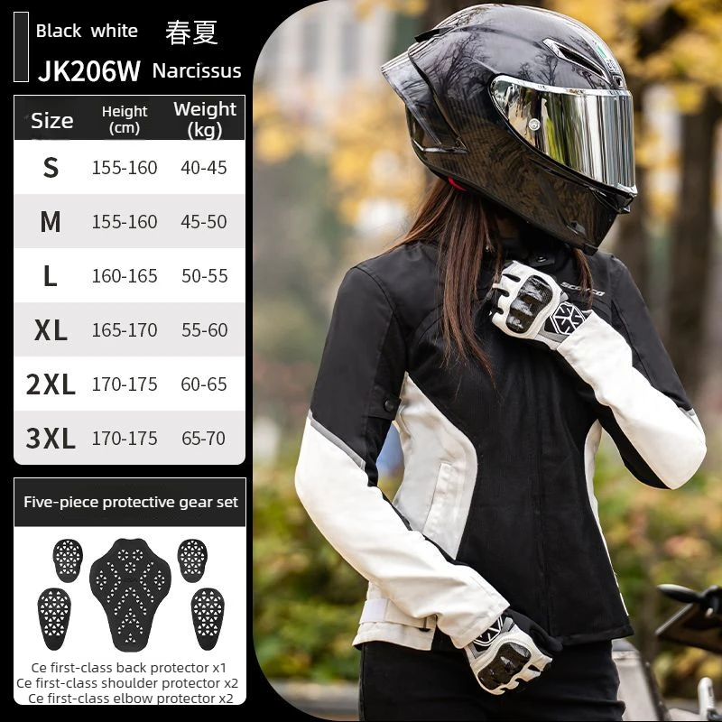 Motorcycle Riding Suit Women's Ventilated Breathable Knight Locomotive Suit Anti-drop Slim Protective Motorcycle Travel Clothes