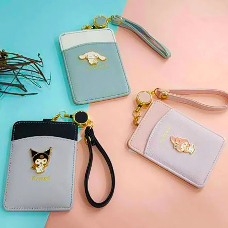 

Cinnamoroll Kuromi Student Id Set Campus Card Bus Card Retractable Buckle with Hanging Rope Kawaii Multifunctional Card Holder