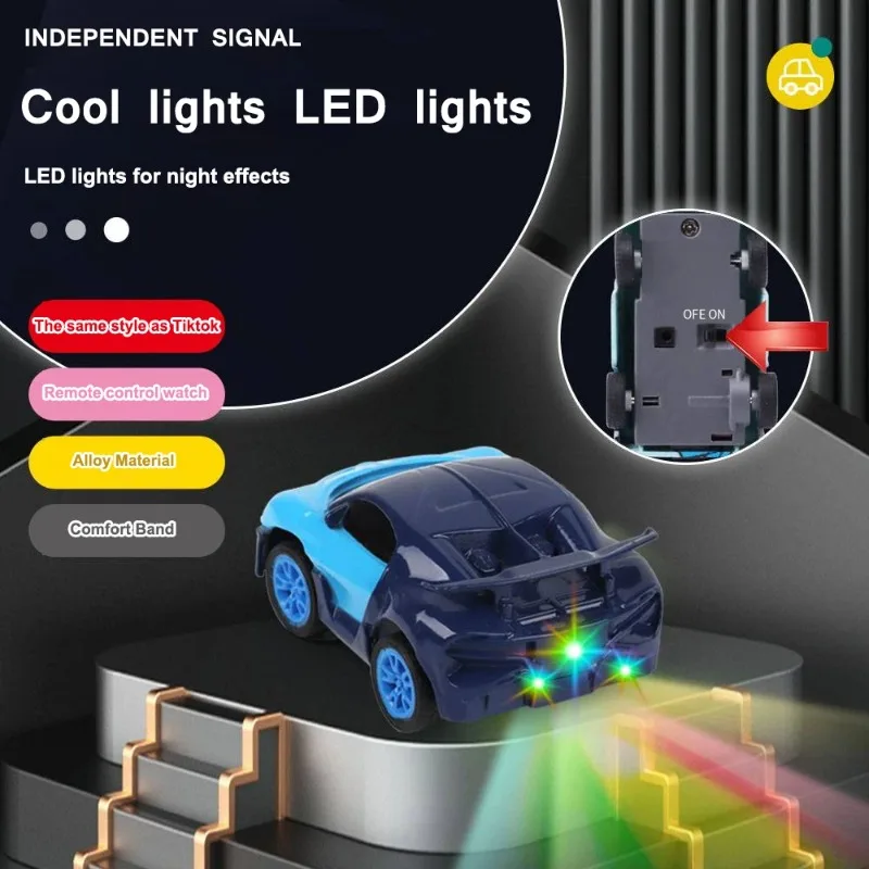 Children's watch Remote control car toy Metal electric mini toy car rechargeable with lights Halloween Christmas Thanksgiving