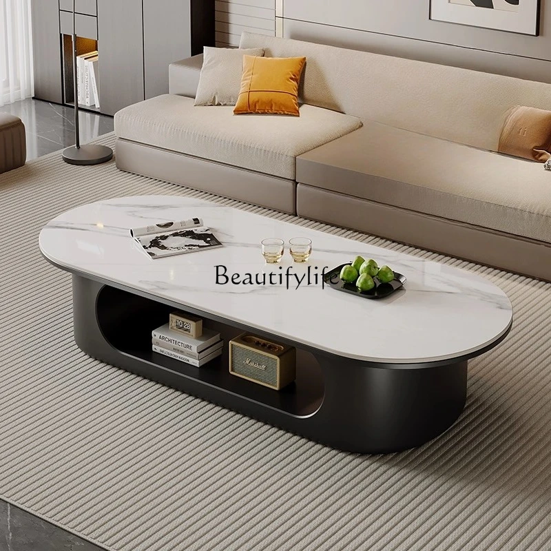 

Small apartment TV cabinet coffee table combination living room 2025 new light luxury high-end home