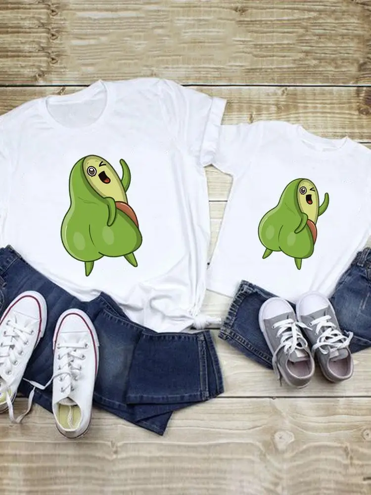 

Tee Family Matching Outfits Avocado 90s Trend Style Women Kid Child Summer Mom Mama Mother Graphic T-shirt Clothes Clothing