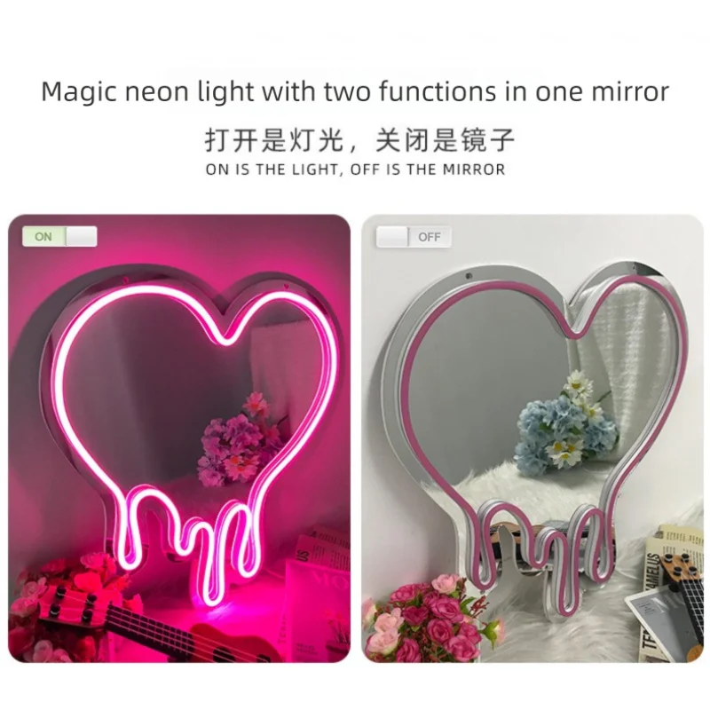 LED Spiegel Neonlicht Kreatives Design Atmosphäre Licht Schlafzimmer Zimmer Dekoration Lampe