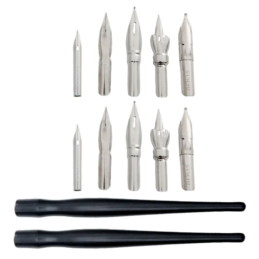 

2 Sets Plastic Rod Dipping Pen Cartoon Drawing Tool Metal Writing Pens Comic Penholder Thin Line Simple Replacement