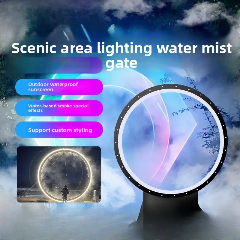 Internet celebrity fairyland landscape channel smoke, water mist door creative modeling ring tunnel