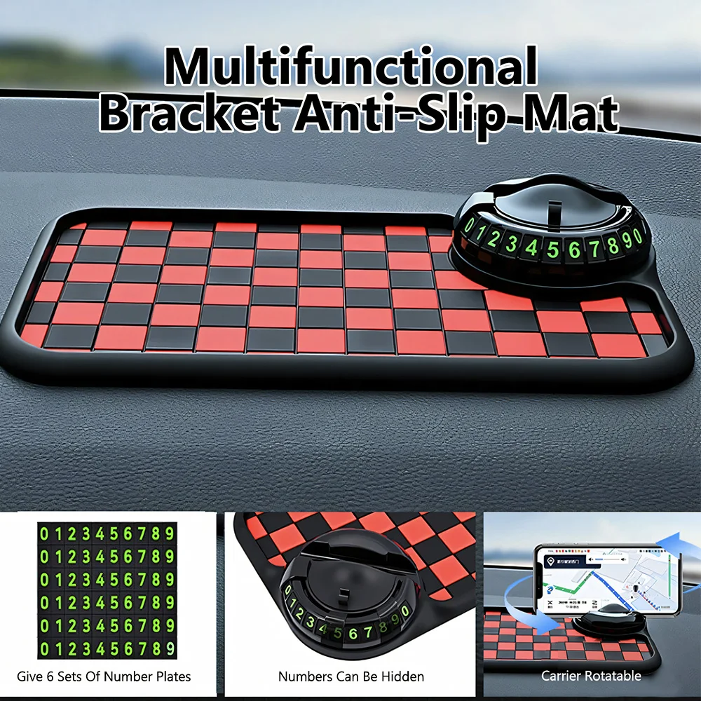 

Anti-slip Mat for Vehicles Multi-functional Temporary Parking Number Plate Mobile Phone Stand Dashboard Pad Automobile Supplies