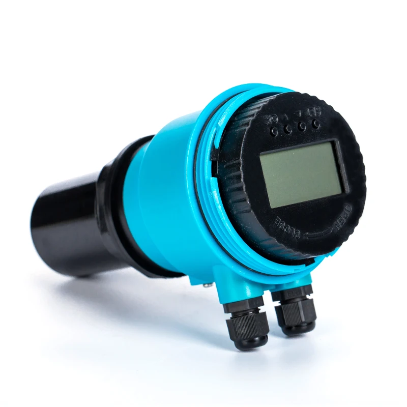 Industrial 4-20mA integrated ABS ultrasonic level sensor and water tank level gauge, with LCD screen, accuracy 0.3%
