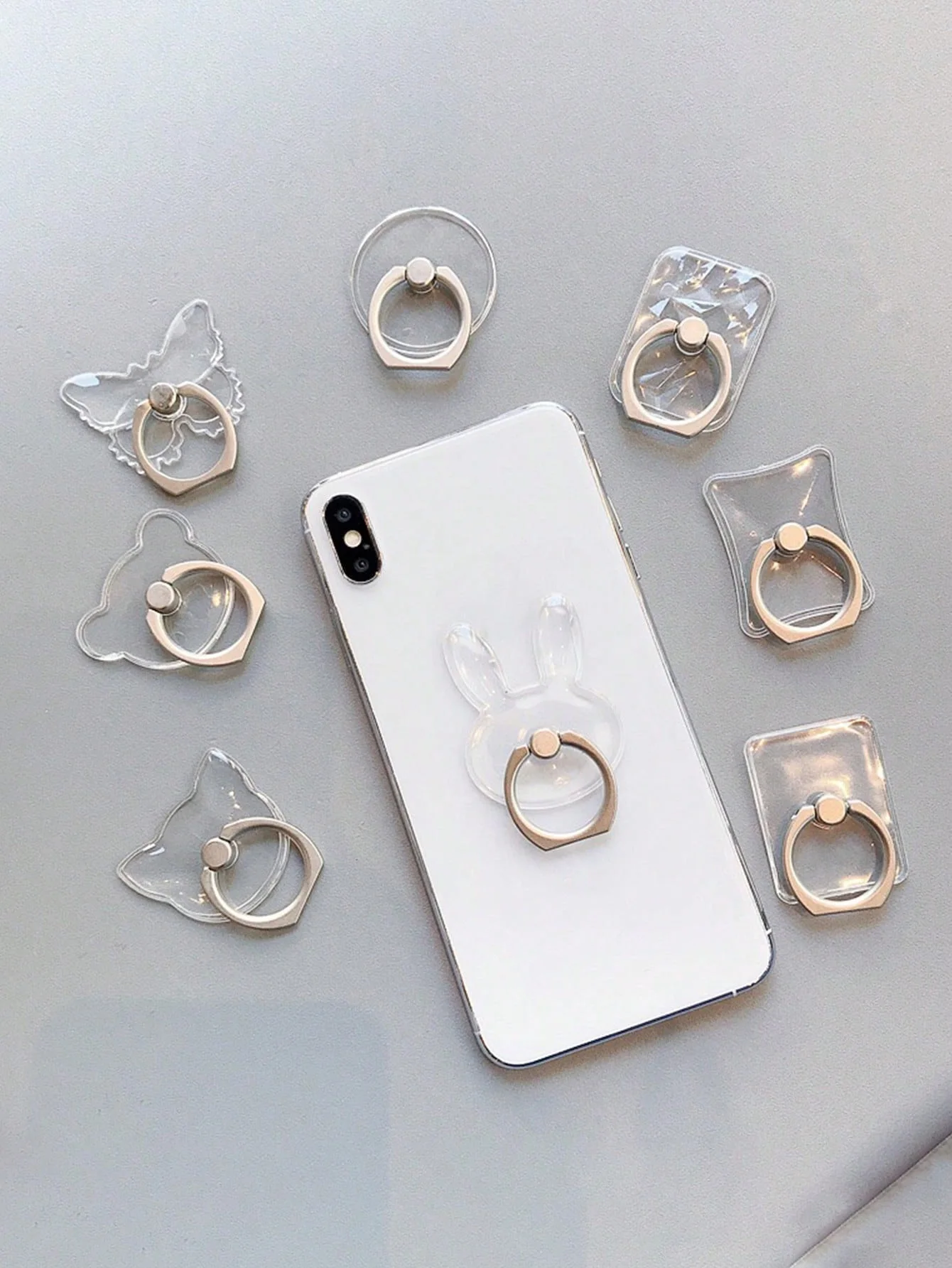 

Random Shape Transparent Mobile Phone Ring Holder Acrylic Crystal Creative Ring Holder Stand 2 Pieces