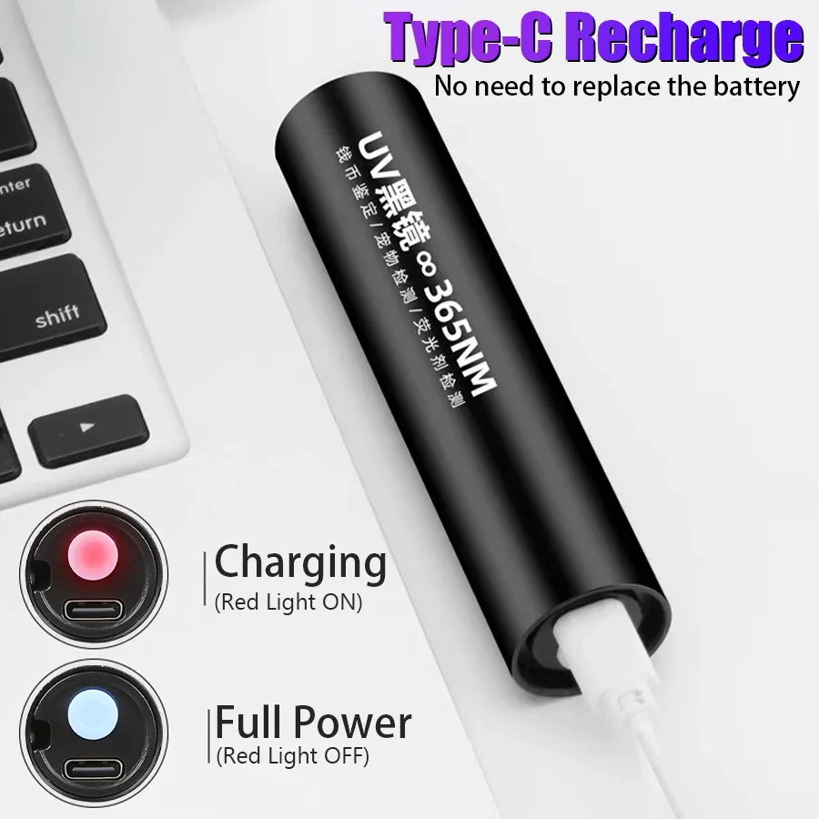 F5 365nm UV Flashlight USB Rechargeable Money Pet Urine Cat Tinea Leakage Scorpion fluorescent Invisible Ink Marker Check light