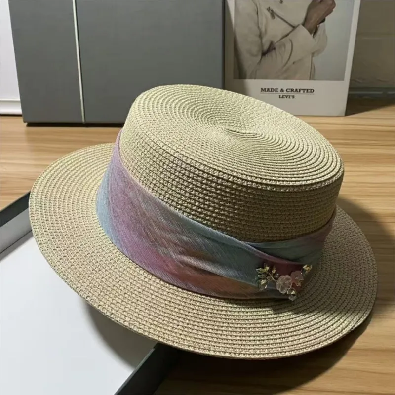 Fashionable and elegant woven decoration versatile casual hat outdoor travel sunshade artistic