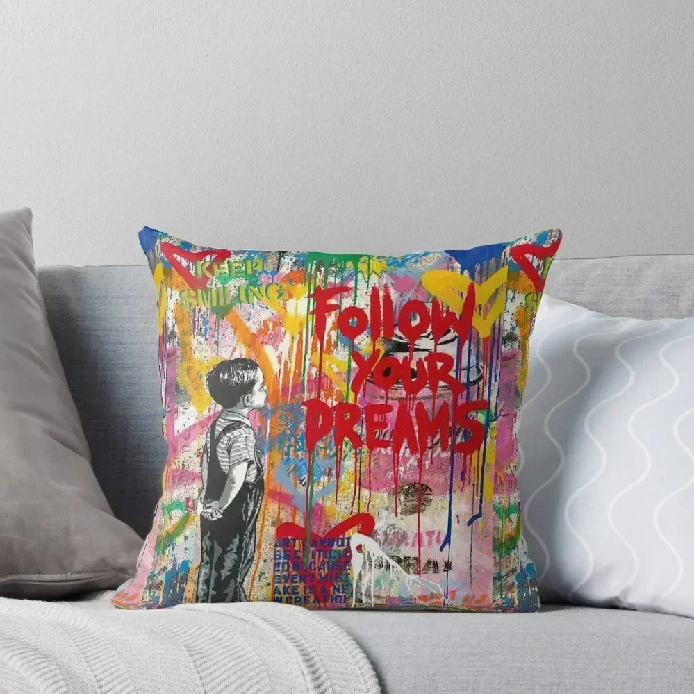 Follow Your Dreams Boy Street Art Collage Slogan Throw Pillow Embroidered Cushion Cover Pillowcase Sofa Cushions pillow