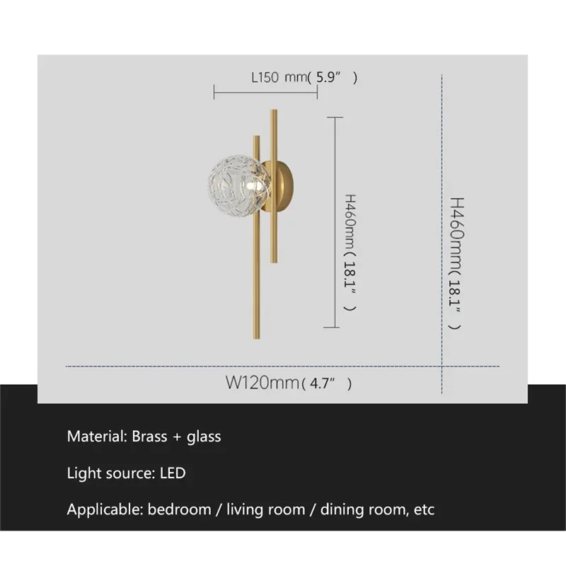 KARLOS Modern Luxury Wall Lamp Creative LED Scones Indoor Home Decorative Lighting Brass Fixtures