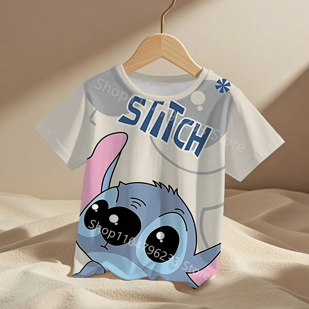 

Лето 2023, модная детская дышащая футболка с 3D принтом Lilo Stitch, повседневные футболки, топы для подростков, детская одежда, забавная спортивная уличная одежда