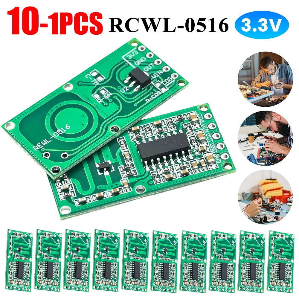 1-10PCS RCWL-0516 RCWL 0516 Microwave Radar Sensor Human Sensor Body Sensor Module Induction Switch Module Output 3.3V