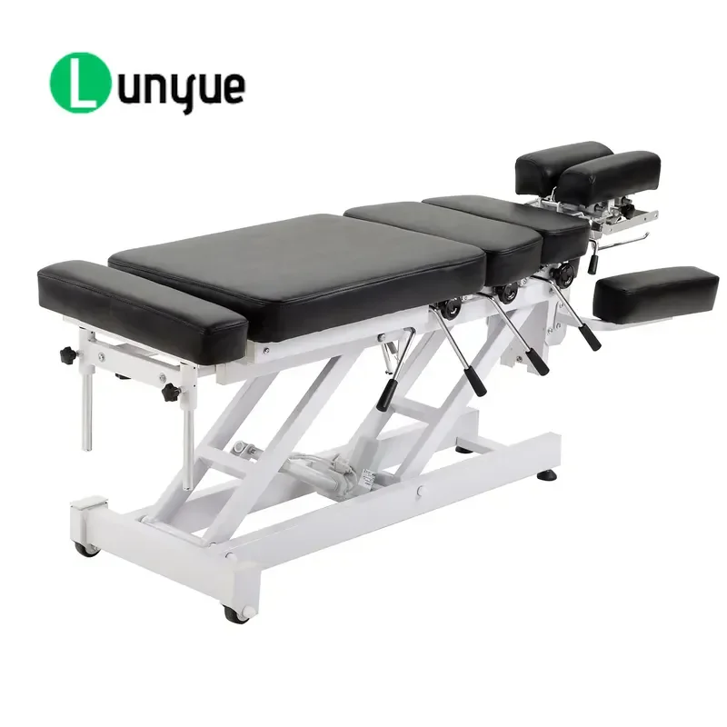Black Electric Chiropractic Table Drop Mechanism Physiotherapy Treatment Furniture for Clinic Hospital