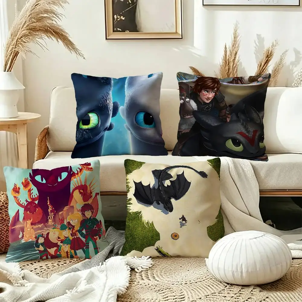 Adventure Film How To T-Trains Your D-Dragon Cushion Cover Car Throw Pillow Case For Sofa Car Christmas Gift 40x40cm 45x45cm
