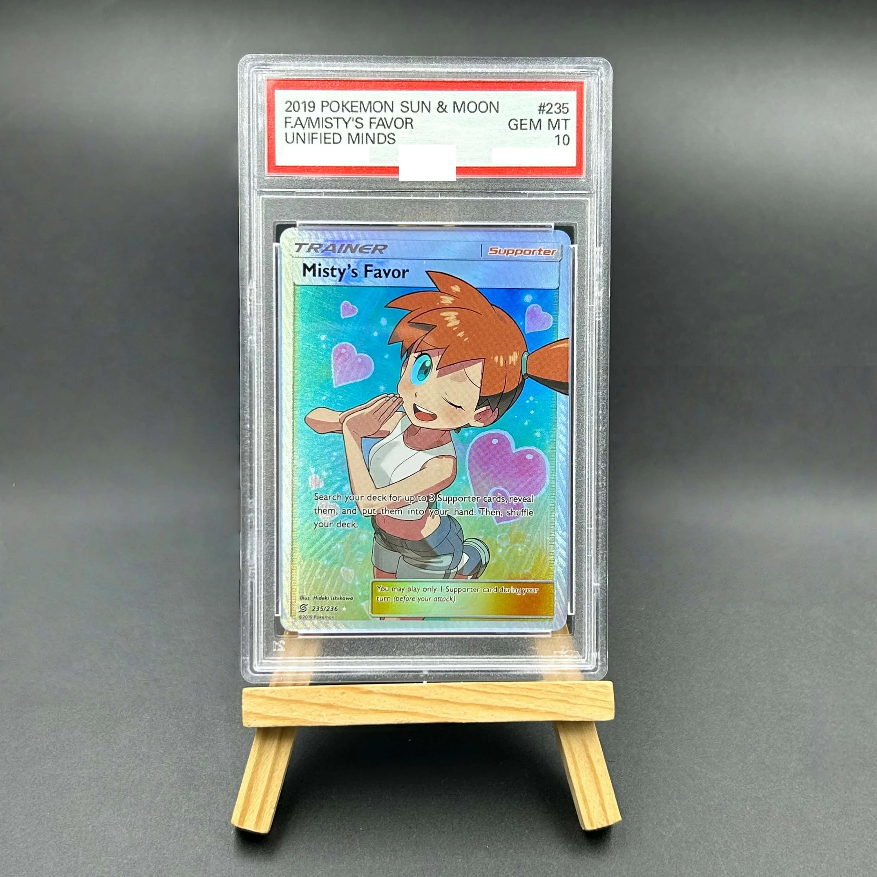 

2019 Pokemon Sun & Moon Full Art Misty's Favor Holo Textured Card - Unified Minds Gem Mint 10 Collectible TCG