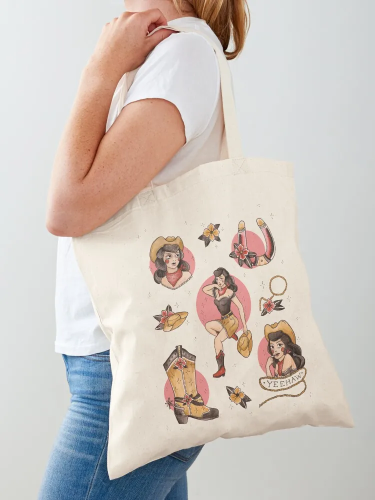 

Cowgirl Pinup Tote Bag Candy bags canvas shopping bag bags luxury women shopper bag women