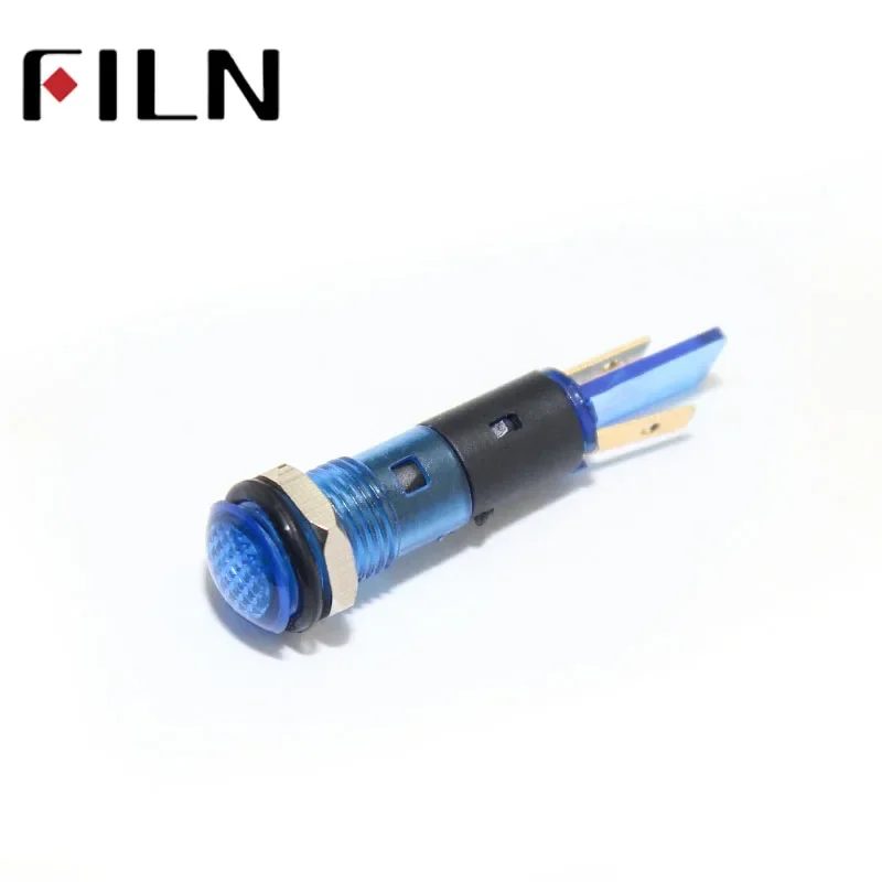 8mm Gösterge Lambası 12V 24V 110V 220V Güç LED Gösterge Lambası Metal Panel Lambaları Pilot Beyaz Pilot Lambası Sinyal Lambası ile