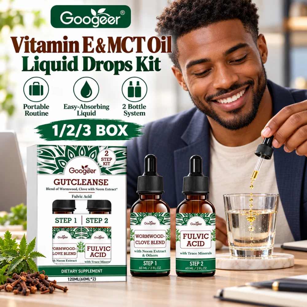 Vitamin E Liquid Drops with MCT Oil 2 Bottle Kit D-Tocopherol Formula for Water Juice Smoothie and Daily Supplement Use
