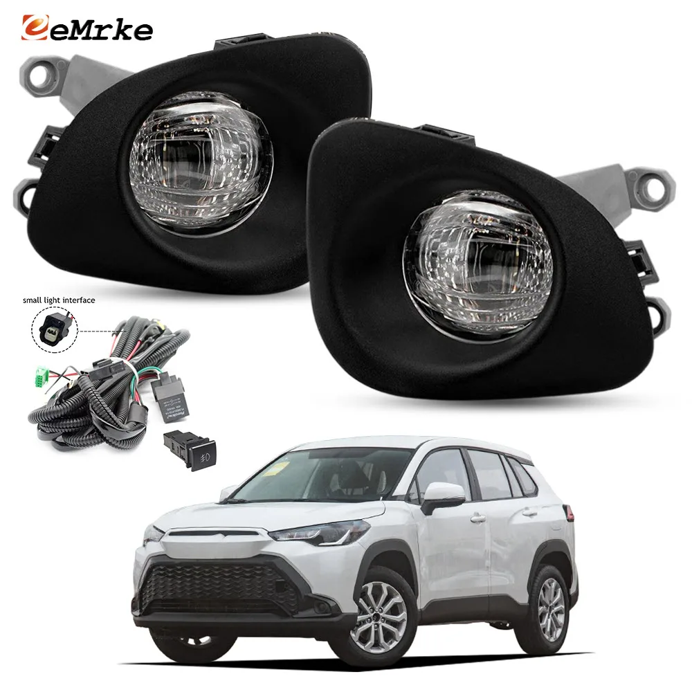 

Комплект светодиодных противотуманных фар для Toyota Corolla Cross Hybrid 2023 2024 2025, противотуманная фара дальнего света, крышка решетки, рамка, провод