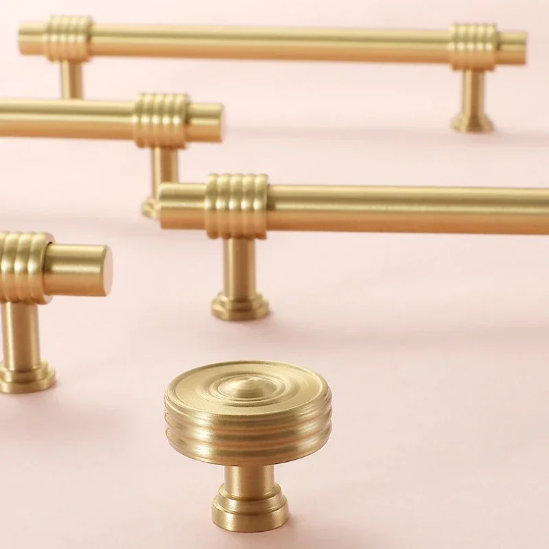 Massive Messinggriffe im Vintage-Design mit Hanfseil-Form, personalisierte Küchenmöbelgriffe, goldene Schubladen- und Türgriffe, T-förmige Zuggriffe – Detail 6