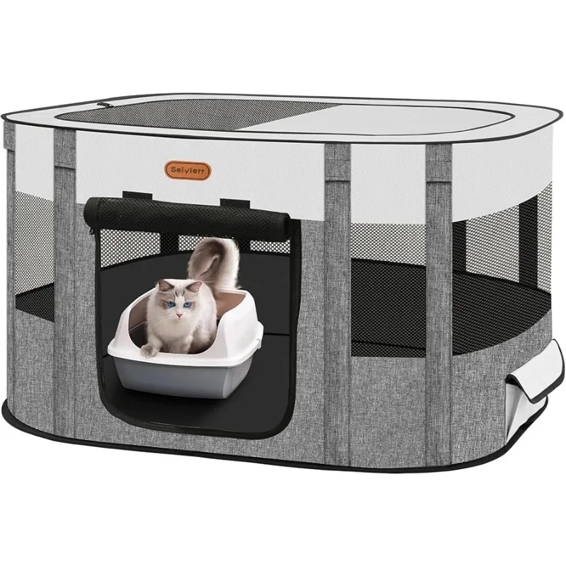 

Foldable Pet Playpen - Cat & Puppy Playpen, Tra el Dog Crate with Carrying Case, Cat Tent Dog Pen for Outdoor Camping Use