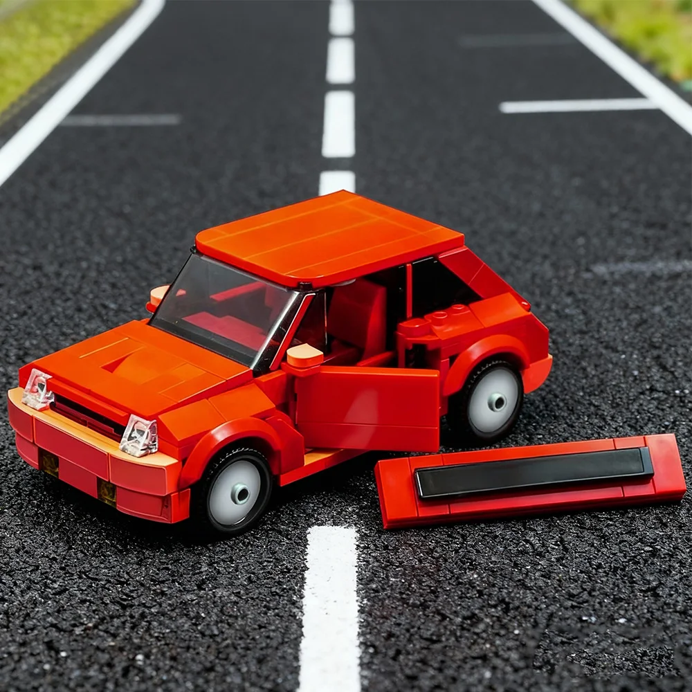 

MOC Renault 5 Turbo Building Block, городской спортивный автомобиль, красный гоночный автомобиль, кирпичная игрушка для взрослых, подарок