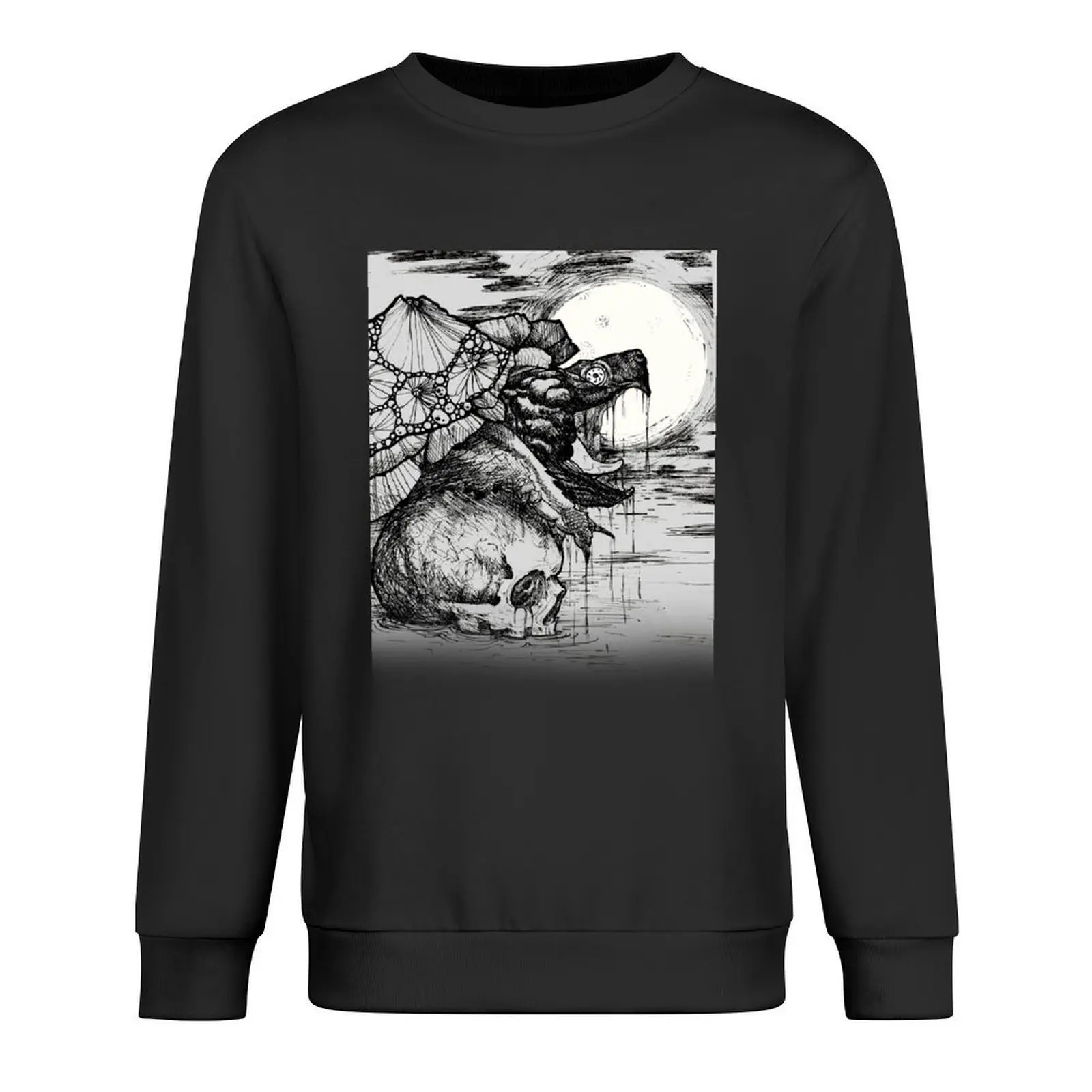 

snapping turtle pen and ink Pullover anime clothes clothes for men autumn men's sweat-shirt set sweatshirt men