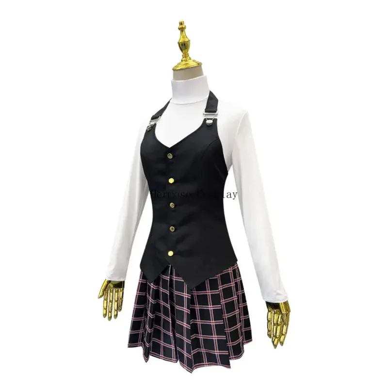Makoto niijima cosplay anime traje pessoa cosplay manga longa malha superior impresso saia meias colete peruca uniforme escolar conjunto