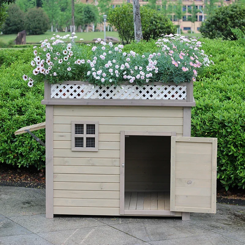 Solid wood dog house kennel indoor and outdoor large, medium and small dogs outdoor utilization rate medium