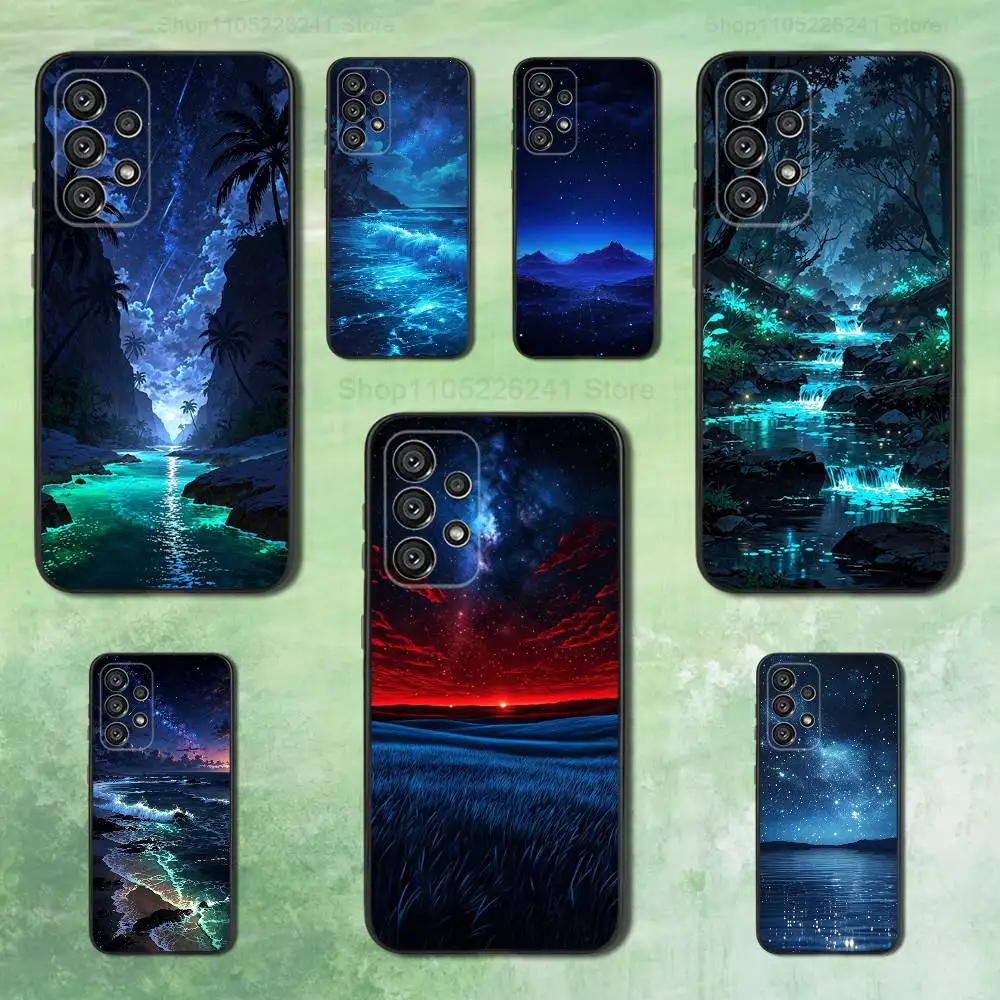 Телефон Night Art Starry Sky для Samsung Galaxy A53,31,52,72,41,22,73,32,71, Note,J7,8,9,5G, мягкий черный силиконовый чехол